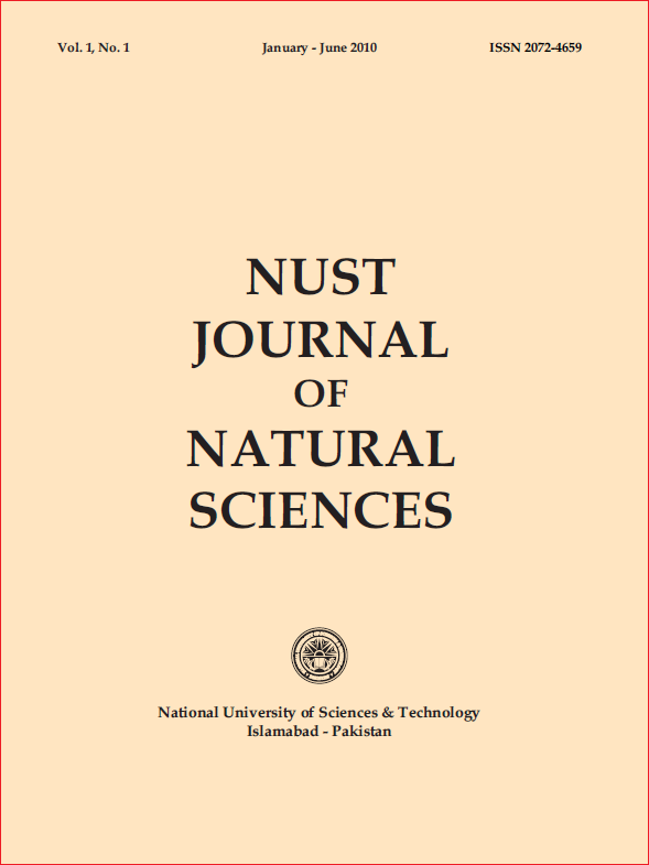 					View Vol. 1 No. 1 (2010): NUST Journal of Natural Sciences 
				